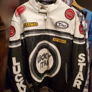A XXL genuine leather lucky star bike jacket